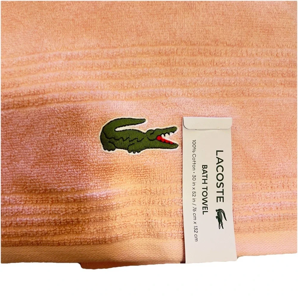 Lacoste ~ Champaign Pink Bath Towel 100% Cotton 30